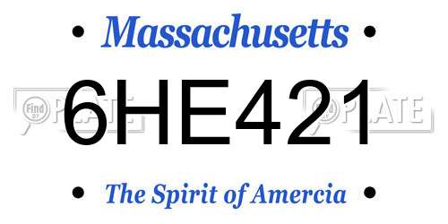 6HE421 Massachusetts License Plate