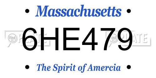 6HE479 Massachusetts License Plate