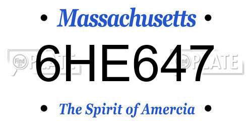 6HE647 Massachusetts License Plate