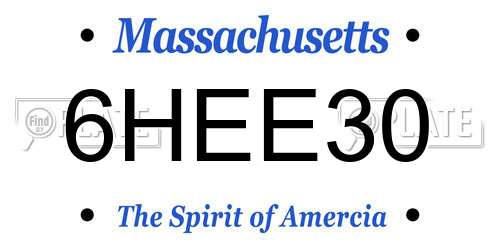 6HEE30 Massachusetts License Plate