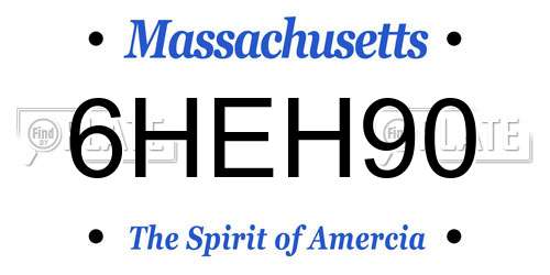 6HEH90 Massachusetts License Plate