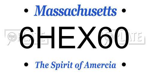 6HEX60 Massachusetts License Plate