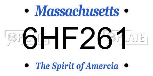 6HF261 Massachusetts License Plate