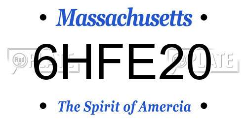 6HFE20 Massachusetts License Plate