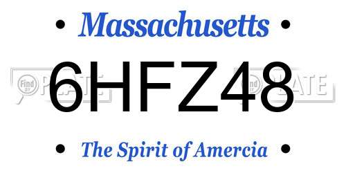 6HFZ48 Massachusetts License Plate