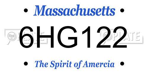 6HG122 Massachusetts License Plate
