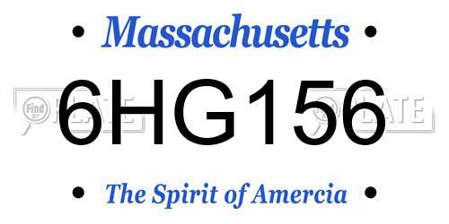 6HG156 Massachusetts License Plate