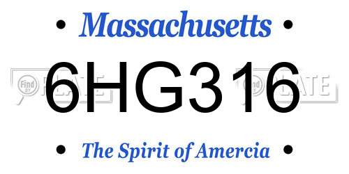 6HG316 Massachusetts License Plate