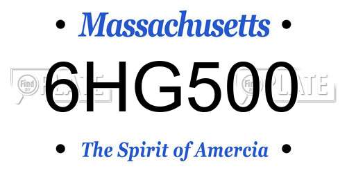 6HG500 Massachusetts License Plate