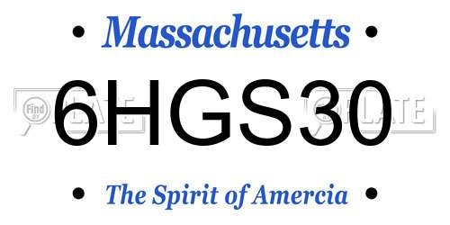 6HGS30 Massachusetts License Plate