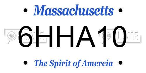 6HHA10 Massachusetts License Plate