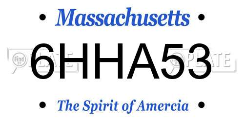 6HHA53 Massachusetts License Plate