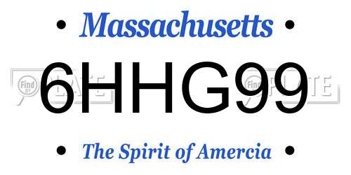6HHG99 Massachusetts License Plate