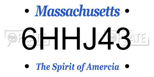 6HHJ43 Massachusetts License Plate