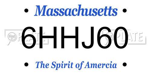 6HHJ60 Massachusetts License Plate