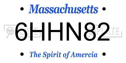 6HHN82 Massachusetts License Plate