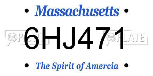 6HJ471 Massachusetts License Plate