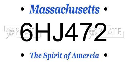 6HJ472 Massachusetts License Plate
