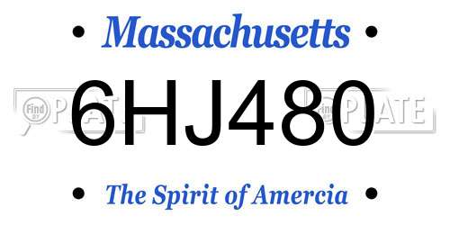 6HJ480 Massachusetts License Plate