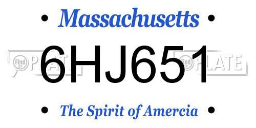 6HJ651 Massachusetts License Plate