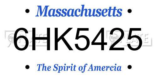 6HK5425 Massachusetts License Plate