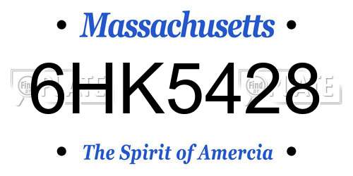 6HK5428 Massachusetts License Plate