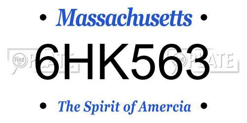 6HK563 Massachusetts License Plate