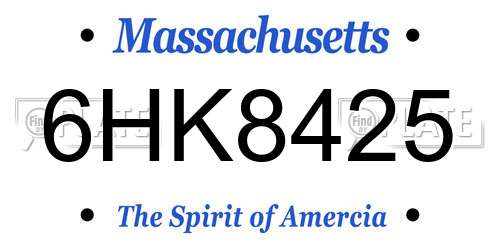 6HK8425 Massachusetts License Plate