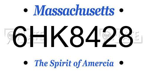 6HK8428 Massachusetts License Plate