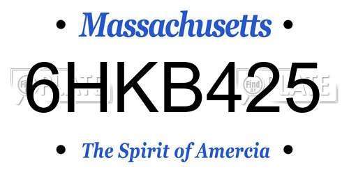 6HKB425 Massachusetts License Plate