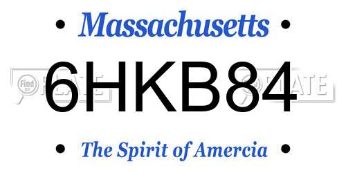 6HKB84 Massachusetts License Plate