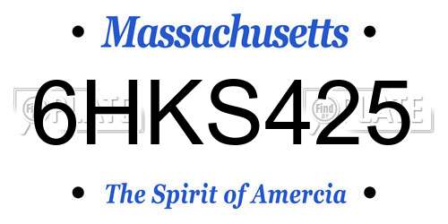 6HKS425 Massachusetts License Plate
