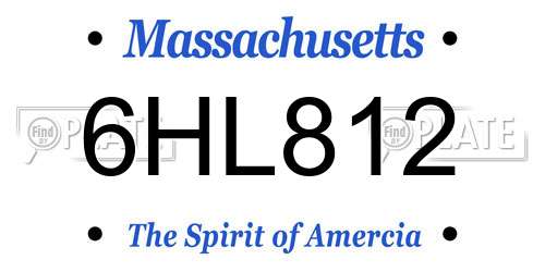 6HL812 Massachusetts License Plate