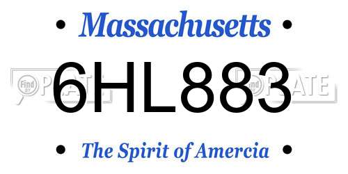 6HL883 Massachusetts License Plate