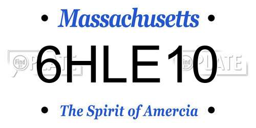 6HLE10 Massachusetts License Plate