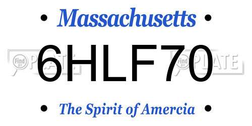 6HLF70 Massachusetts License Plate
