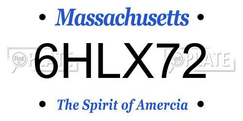 6HLX72 Massachusetts License Plate