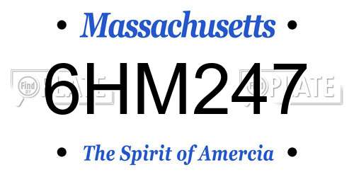 6HM247 Massachusetts License Plate