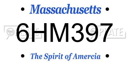 6HM397 Massachusetts License Plate