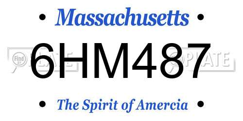 6HM487 Massachusetts License Plate