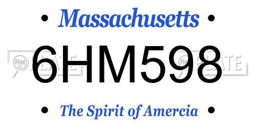 6HM598 Massachusetts License Plate