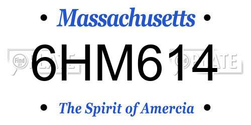 6HM614 Massachusetts License Plate
