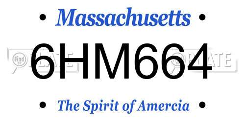 6HM664 Massachusetts License Plate