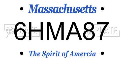 6HMA87 Massachusetts License Plate