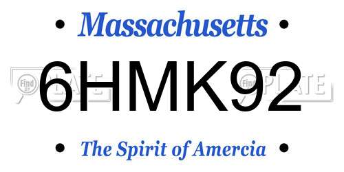 6HMK92 Massachusetts License Plate