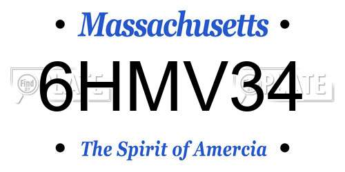 6HMV34 Massachusetts License Plate