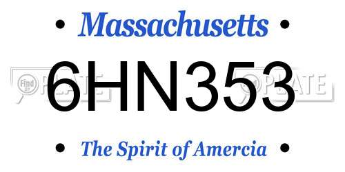 6HN353 Massachusetts License Plate