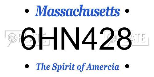 6HN428 Massachusetts License Plate