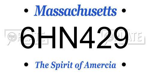 6HN429 Massachusetts License Plate