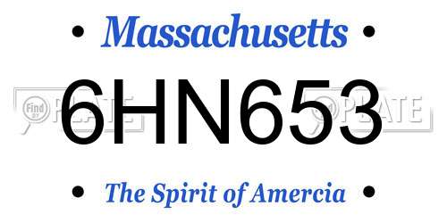 6HN653 Massachusetts License Plate